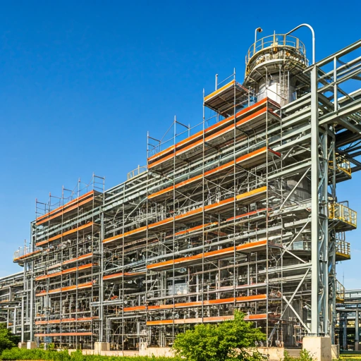 Industrial plant with extensive scaffolding for maintenance